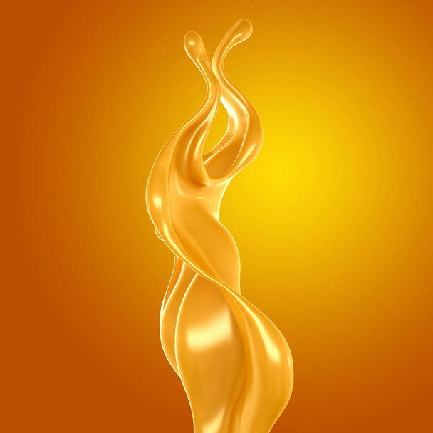 Caramel splash. 3d illustration, 3d rendering. - Foto, imagen
