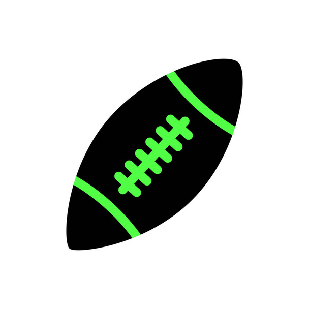 Stylized American Football λογότυπο εικονίδιο, μαύρο χρώμα με πράσινες γραμμές. Επίπεδο και στερεό χρώμα διανυσματική απεικόνιση. - Διάνυσμα, εικόνα