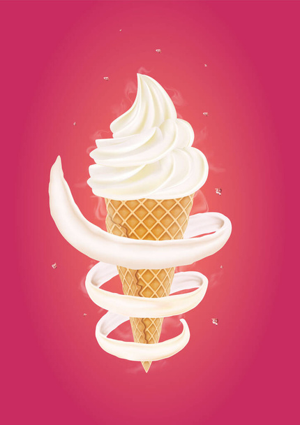 Creamy ice cream on a bright background - Вектор, зображення