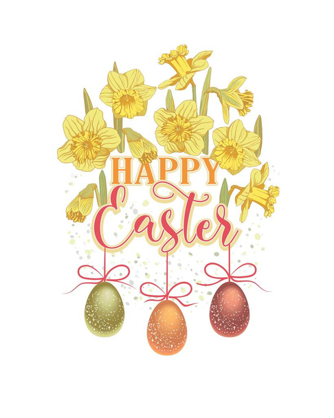 Narciso pasquale con uovo di Pasqua - Vettoriali, immagini