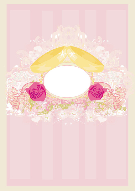 vintage wedding card with rings  - Vector, Imagen