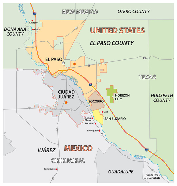 Vector map of the Texan El Paso County, United States - Вектор, зображення