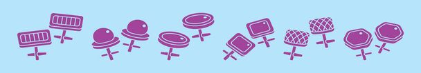 set of cufflink cartoon icon design template with various models. modern vector illustration isolated on blue background - Vector, Image