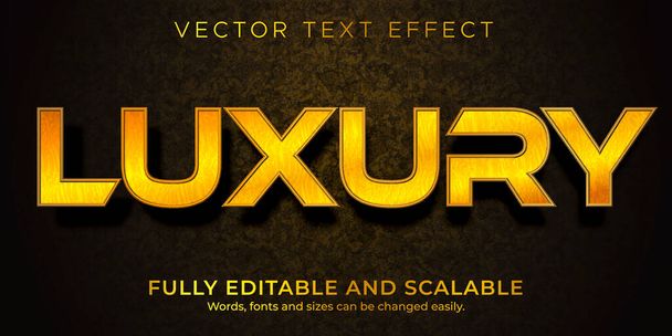 Efecto de texto de lujo dorado, estilo de texto editable brillante y elegante - Vector, Imagen