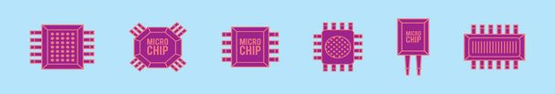 set di micro chip modello di icona del cartone animato con vari modelli. moderna illustrazione vettoriale isolata su sfondo blu - Vettoriali, immagini