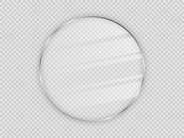 Placa de vidro em círculo quadro isolado no fundo transparente. Ilustração vetorial. - Vetor, Imagem