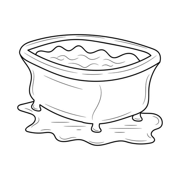 Einfache Darstellung des Badewannen-Vektors, Linienkunst-Piktogramm im Schwarz-Weiß-Stil, isoliert auf Weiß - Vektor, Bild