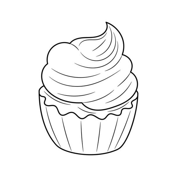 Simple Cupcake outline vector illustration set, linear style pictogram, isolated on white background - Vector, imagen