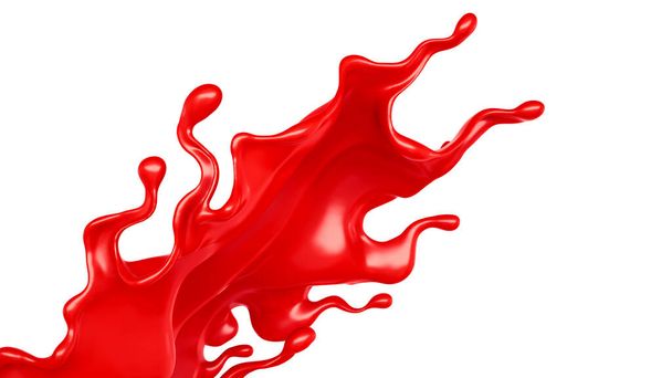 Splash of thick red fluid. 3d illustration, 3d rendering. - Photo, Image