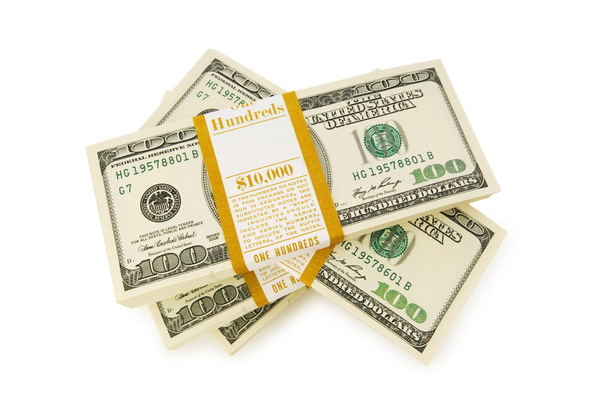 Стек доларів ізольовано на білому
 - Фото, зображення