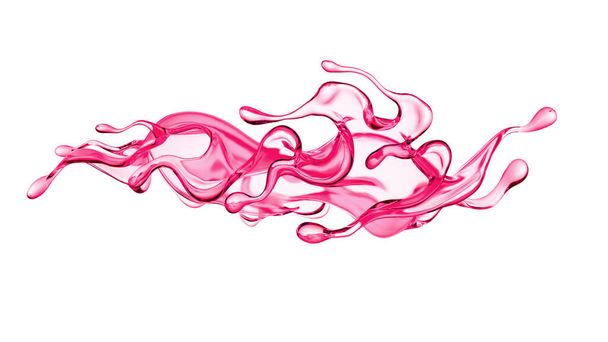 Splash of thick pink fluid. 3d illustration, 3d rendering. - Zdjęcie, obraz