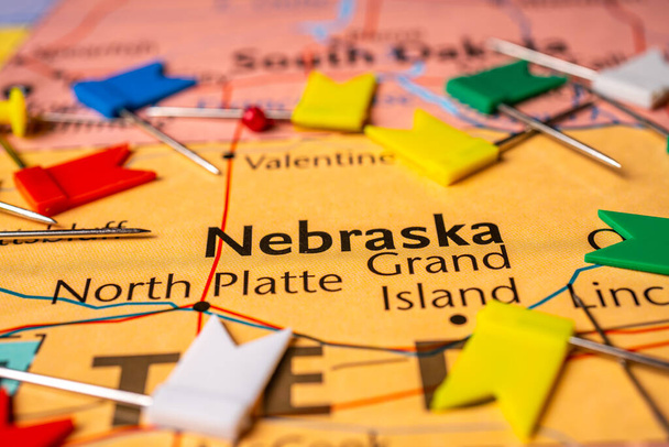 Nebraska na mapie USA - Zdjęcie, obraz