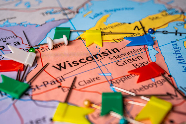 Wisconsin ABD haritasında - Fotoğraf, Görsel