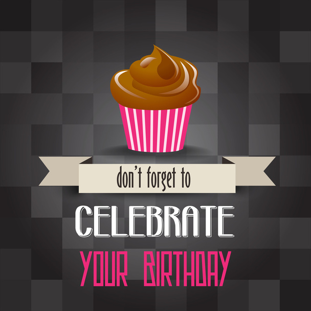 cupcake de aniversário com mensagem
 - Vetor, Imagem