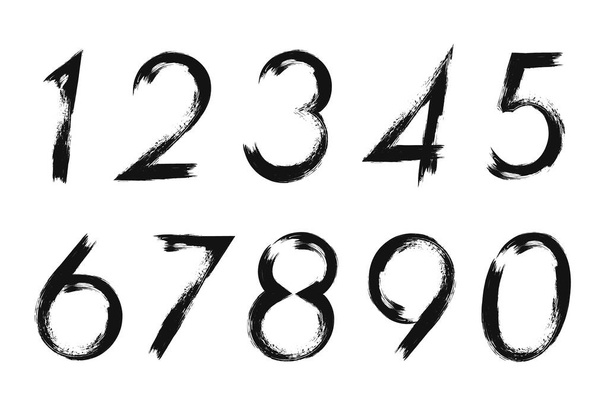 Set of black grunge vector numbers isolated on a white background. - Vetor, Imagem