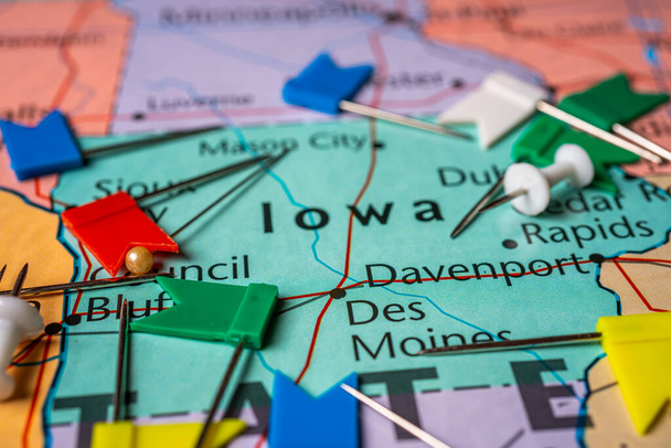 米国地図上のアイオワ州 - 写真・画像