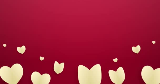 Tvar srdce létání na růžové prázdninové pozadí. Symboly lásky pro šťastné ženy, Den matek, Valentýna, narozeninové přání design - Záběry, video