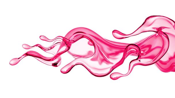 Splash of thick pink fluid. 3d illustration, 3d rendering. - Valokuva, kuva