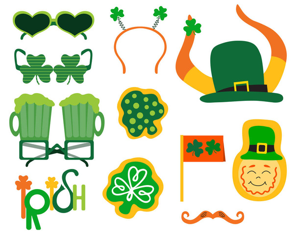 St. Patrick 's Day conjunto de elementos de design. Ilustração plana vetorial. - Vetor, Imagem