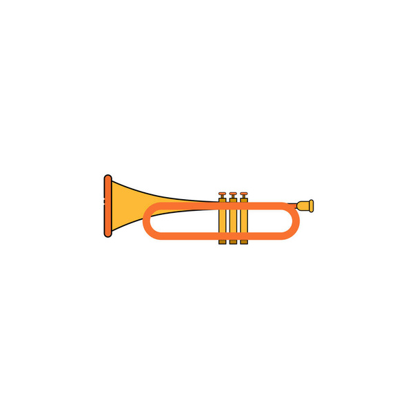 Trumpet isolated icon on white background. Vector illustration in flat cartoon design.  - Vector, imagen