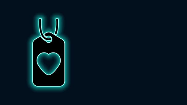 黒の背景に隔離されたネオンラインハートタグのアイコンを光る。愛のシンボル。バレンタインデーのシンボル。4Kビデオモーショングラフィックアニメーション - 映像、動画