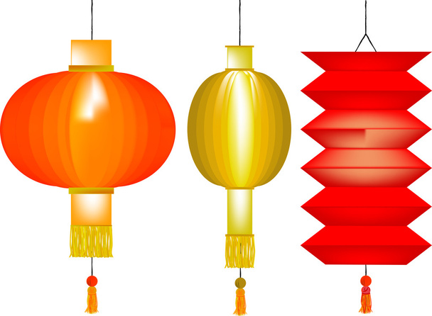 3 chinese lantaarns - Vector, afbeelding