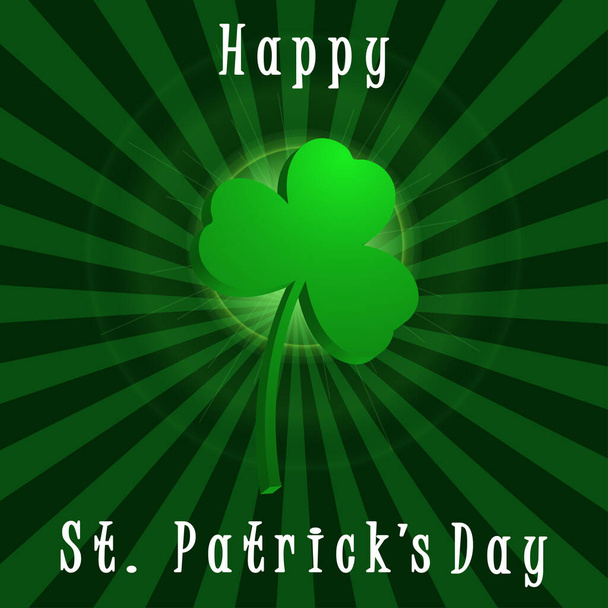 Happy St. Patricks Day inscription with green shamrock. Background for St. Patricks Day festive design with clover. Vector. - Vector, Image