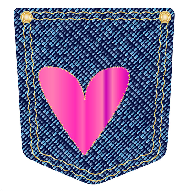 Heart Denim Pocket - Vector, Image