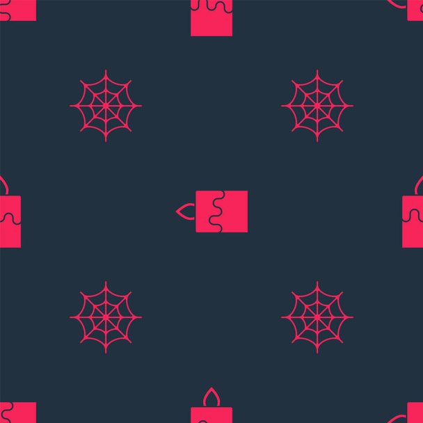 Set Spider web and Burning candle on seamless pattern. Vector. - Vector, Image