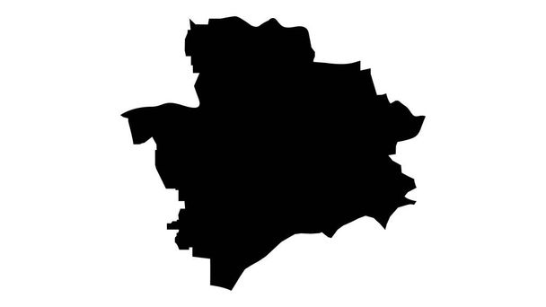 La silhouette della regione di Zaporizhzhia, raffigurata in nero su sfondo bianco. - Vettoriali, immagini