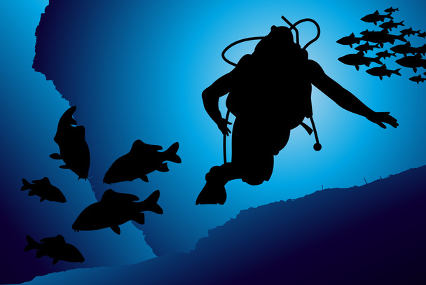 Colorful scuba diver vector illustration - Vector, Image
