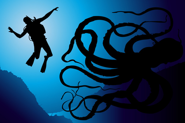Colorful scuba diver vector illustration - Διάνυσμα, εικόνα