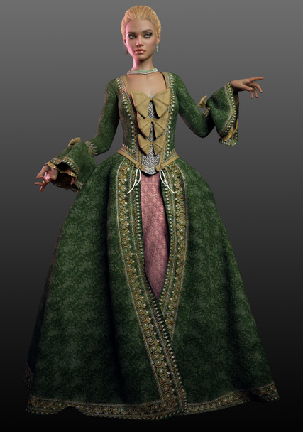 CGI Barok veya Fransız Neoklasik Moda Kadın, Marie Antoinette - Fotoğraf, Görsel