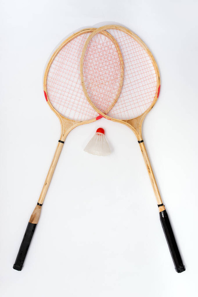 2 rackets for badmenton on a white background - Fotoğraf, Görsel