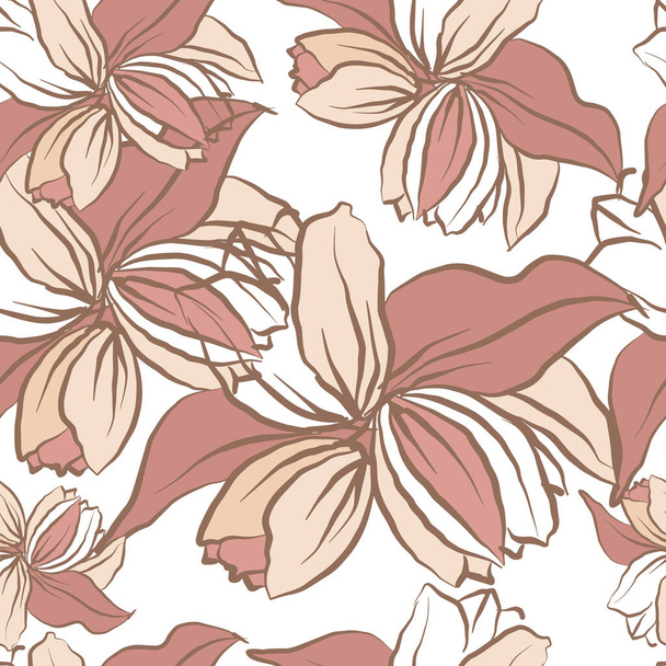 Decorative flowers for design. Ornament from flowers and leaves on a white background. Floral seamless pattern. Vector illustration. - Vector, Image