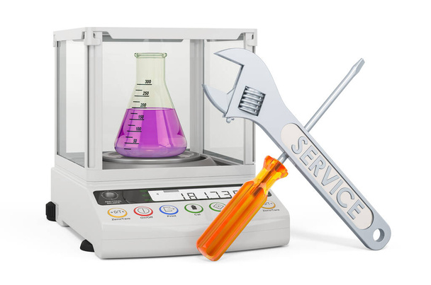 Service and repair of Analytical Balance, Digital Lab Scale. 3D rendering isolated on white background - Foto, immagini