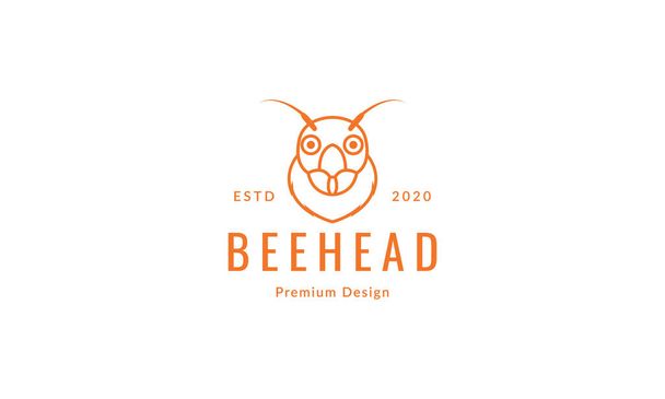 animal inseto abelha desenho animado bonito cabeça linha logotipo símbolo ícone vetor gráfico design ilustração - Vetor, Imagem