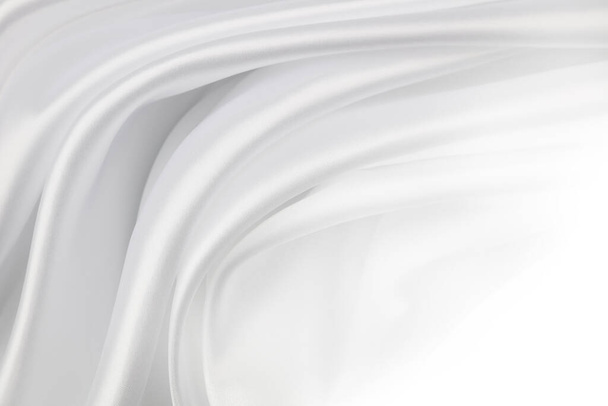 Hullámosított fehér selyemszövet-fonalak közelsége - Fotó, kép