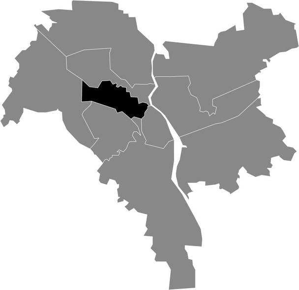 Mapa de ubicación negro del distrito de Kievan Shevchenkivskyi dentro del mapa gris de Kiev / Kiev, Ucrania - Vector, imagen