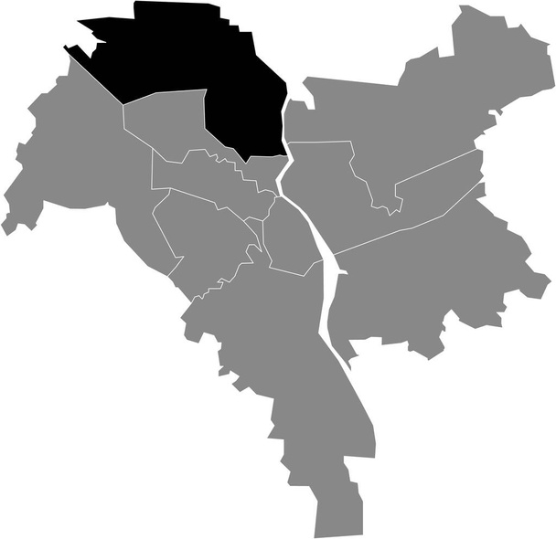 Mapa de ubicación negro del distrito de Kievan Obolonskyi dentro del mapa gris de Kiev / Kiev, Ucrania - Vector, imagen