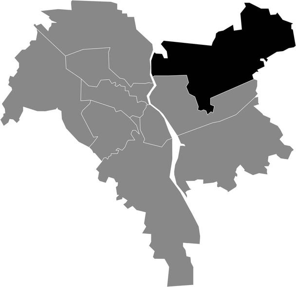 Black location map of Kievan Desnianskyi District inside gray map of Kiev/Kyiv, Ukraine - Vector, Image