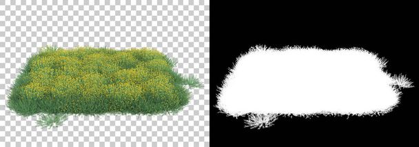 Трава и цветы острова изолированы на заднем плане с маской. 3D рендеринг - иллюстрация - Фото, изображение