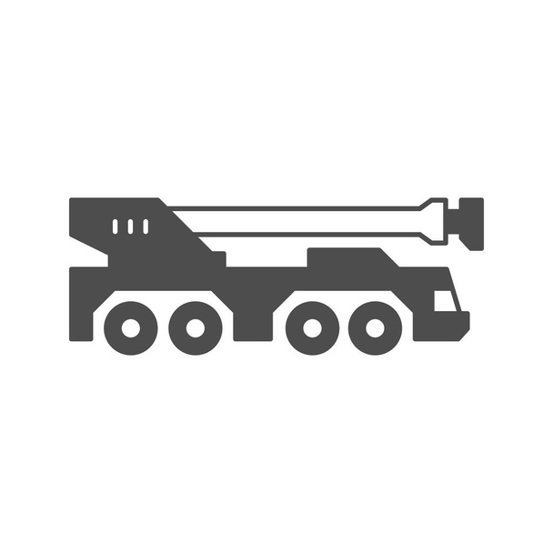 Φορτηγό κινητό γερανό ανάγλυφο εικονίδιο - Διάνυσμα, εικόνα
