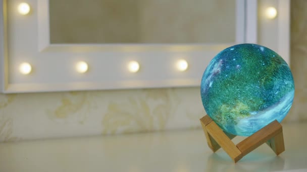Interior decoration spherical flashlight lamp galaxy switches with neon light - Footage, Video