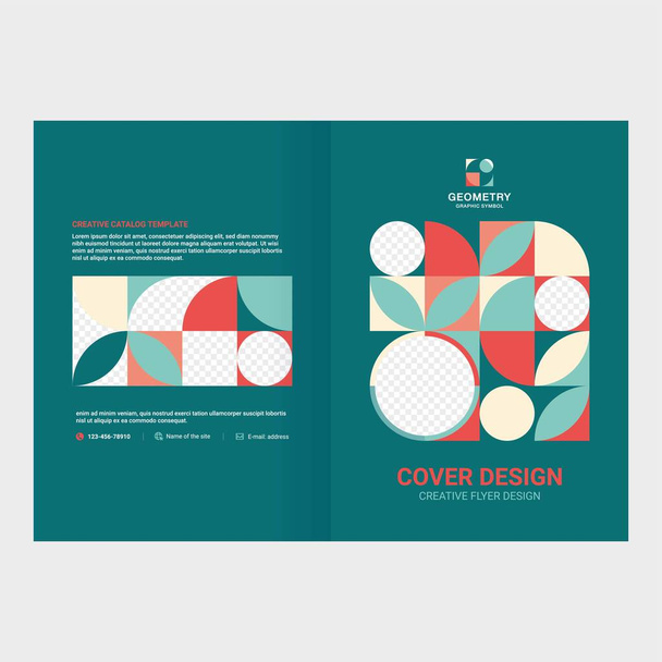 Diseño de portada para presentaciones y publicidad, diseño creativo de portada de folleto, catálogo, folleto, formas geométricas de moda - Vector, Imagen