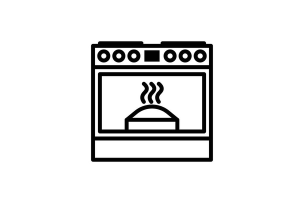 A tűzhely ikonja. Vektor lineáris jel, szimbólum, logó konyhai tűzhely mobil koncepció és web design. Ikon a háztartási gépek, szerkentyűk és elektronikai cikkek boltjának honlapjához. - Vektor, kép