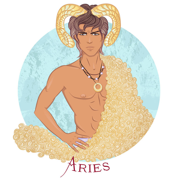 Aries como un hombre hermoso con la piel morena - Vector, imagen