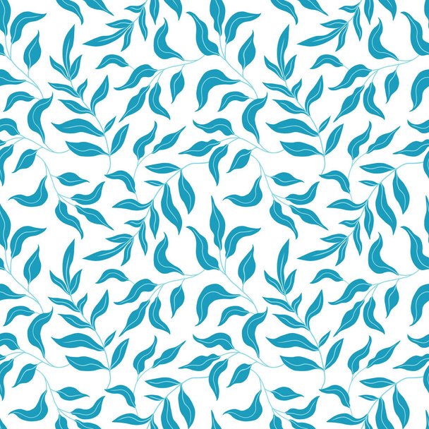 Seamless pattern with flat minimalism leaves. Hand drawn vector. Texture for print, fabric, textile, wallpaper. - Διάνυσμα, εικόνα
