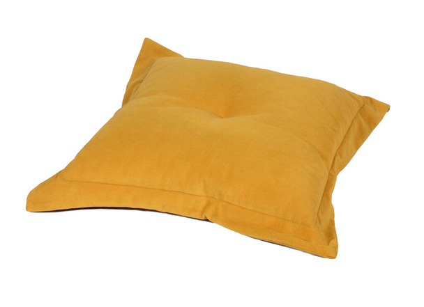 жовта диванна подушка. ізольовані на білому, копіюють простір. макет
. - Фото, зображення