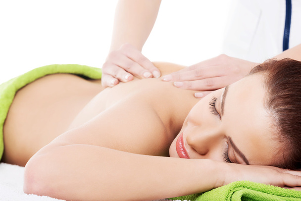 Woman relaxing beeing massaged in spa saloon - Fotografie, Obrázek